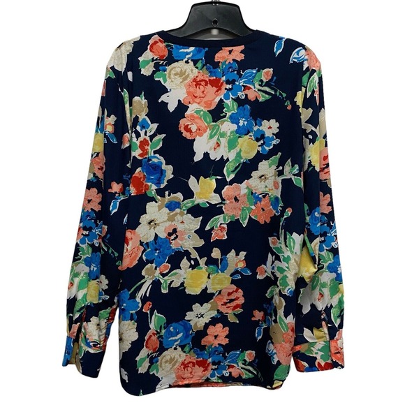 LAUREN Ralph Lauren Multi-Color Floral Print Long Sleeve Size Blouse Size Large - Picture 4 of 8